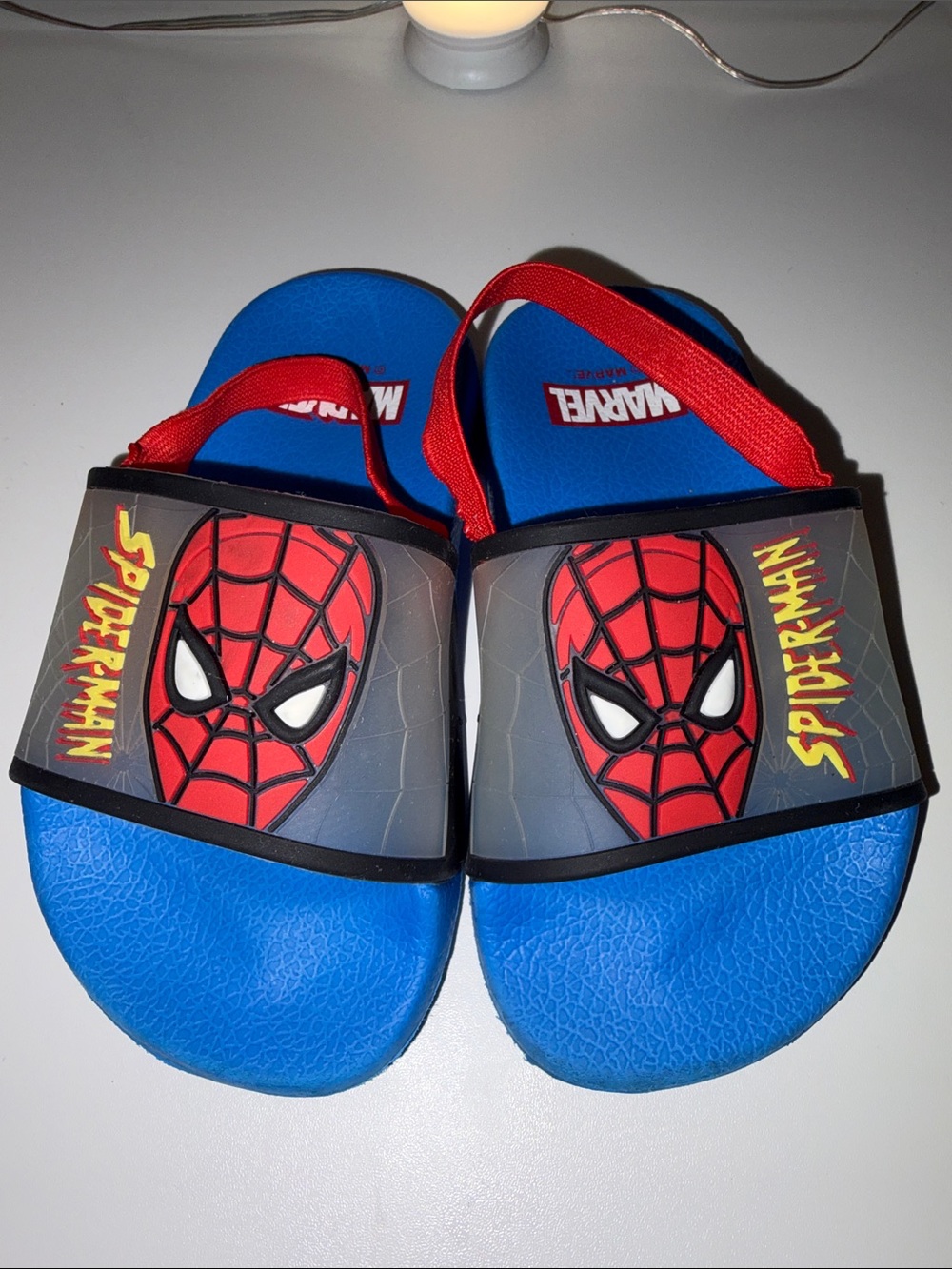 Marvel Spider-Man Blue and Red Kids Slide Sandals Sz 8